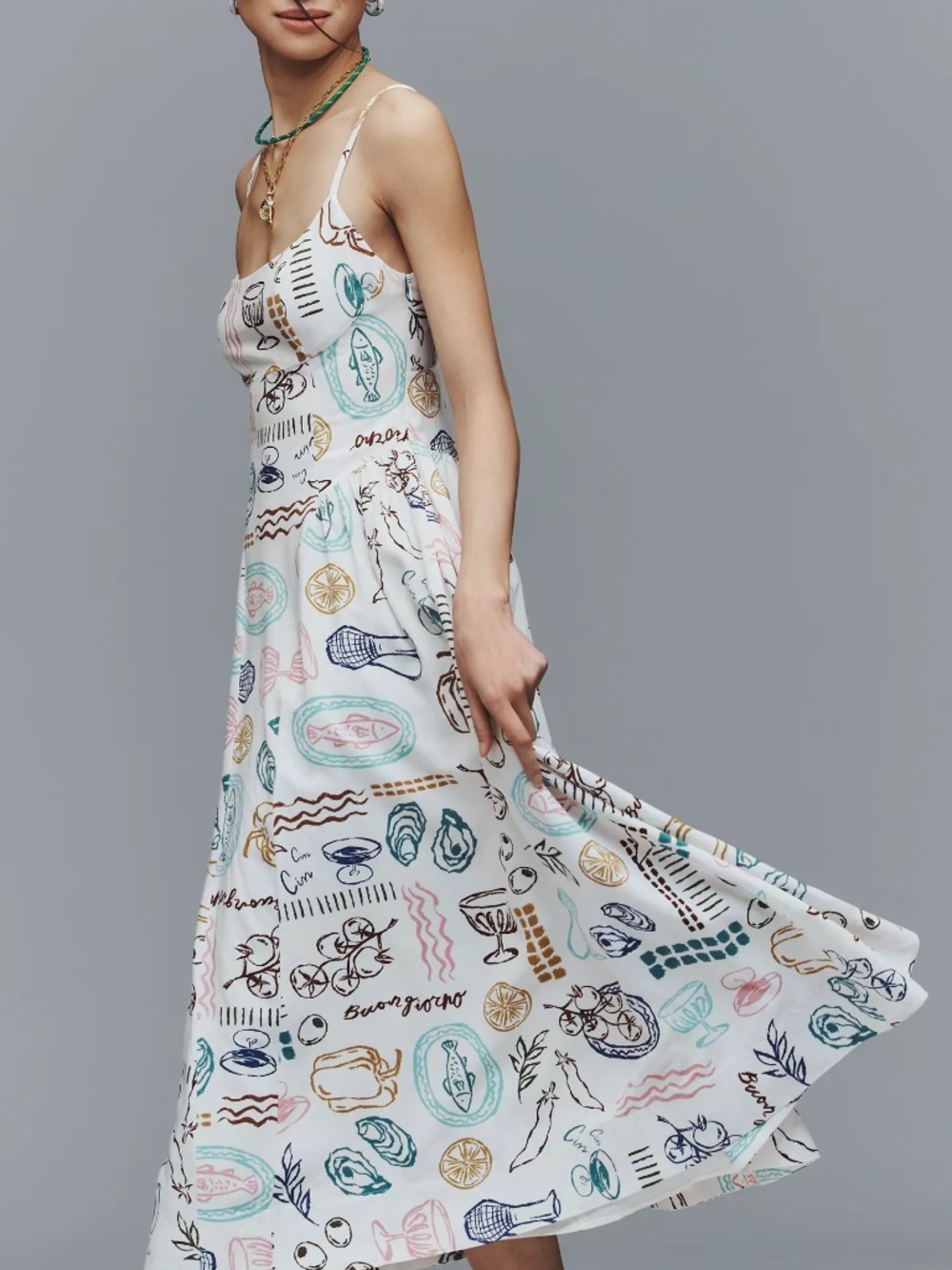 Anthropologie ASTR The Label Ainsley Square-Neck Midi Dress OFF WHITE PICNIC SP